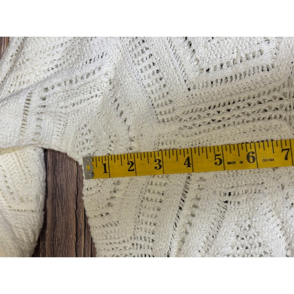 J. Jill Womens Sweater Size XL Cream Crochet Open Knit Weave Geometric Pattern - Picture 7 of 15